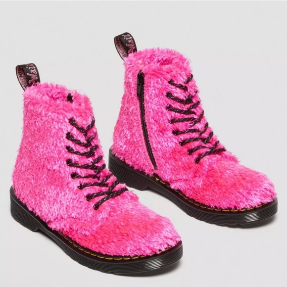 Dr. Martens Other - Dr Marten 1460 Pascal Pink Tinsel Fur Lace Up Boots Size 3